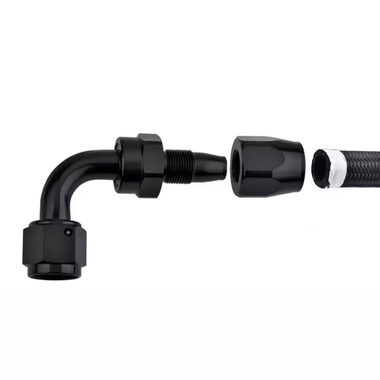 Fitting AN 4  -  90 Grados, Aluminio anodizado negro- para manguera CPE