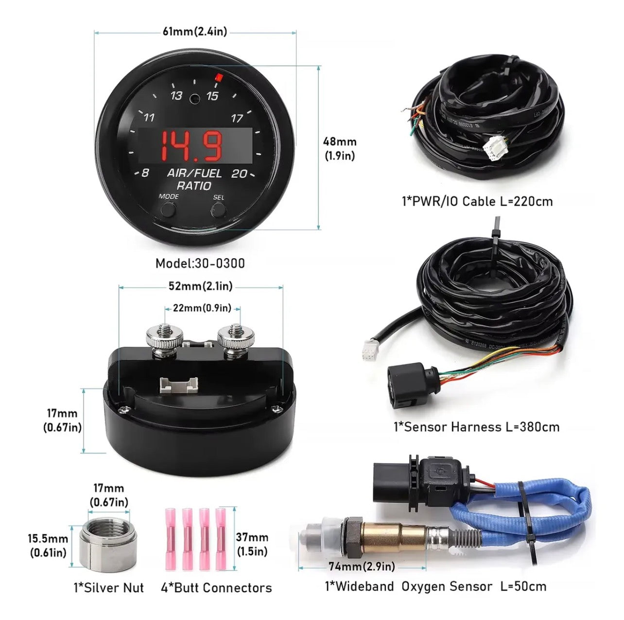 Wideband aem x-series sensor 4.9lsu gauge AFR