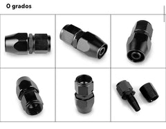 Fitting AN 4  -  0 Grados, Aluminio anodizado negro- para manguera CPE