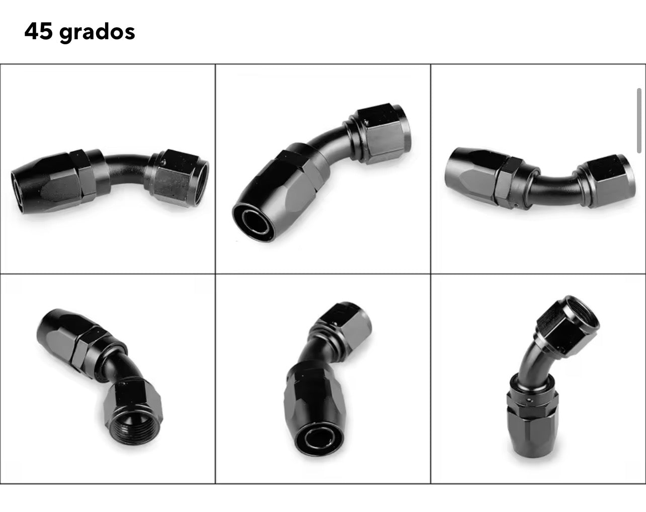 Fitting AN 4  -  45 Grados, Aluminio anodizado negro- para manguera CPE