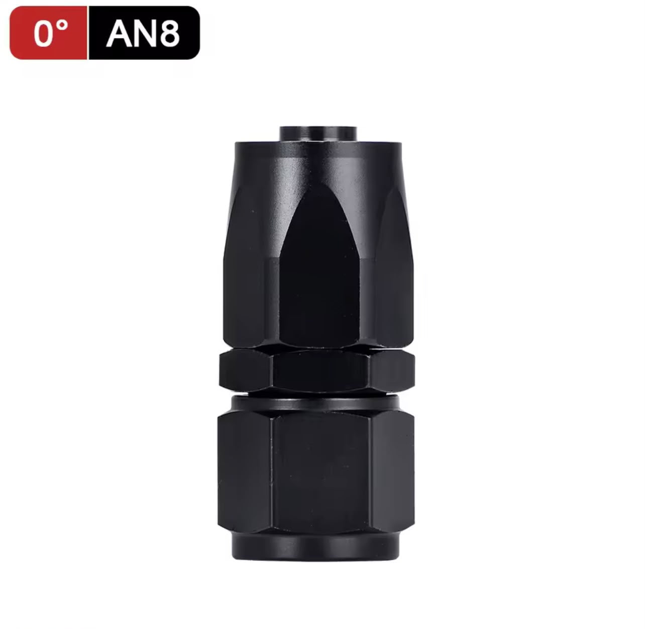 Fitting AN 8  -  0 Grados, Aluminio anodizado negro- para manguera CPE