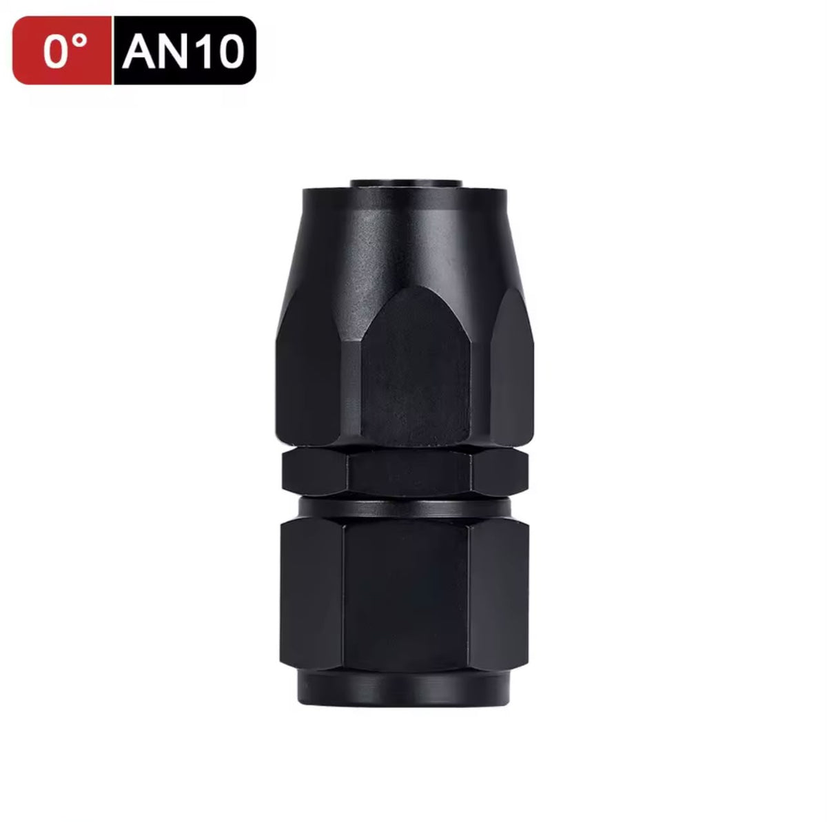 Fitting AN 10  -  0 Grados, Aluminio anodizado negro- para manguera CPE