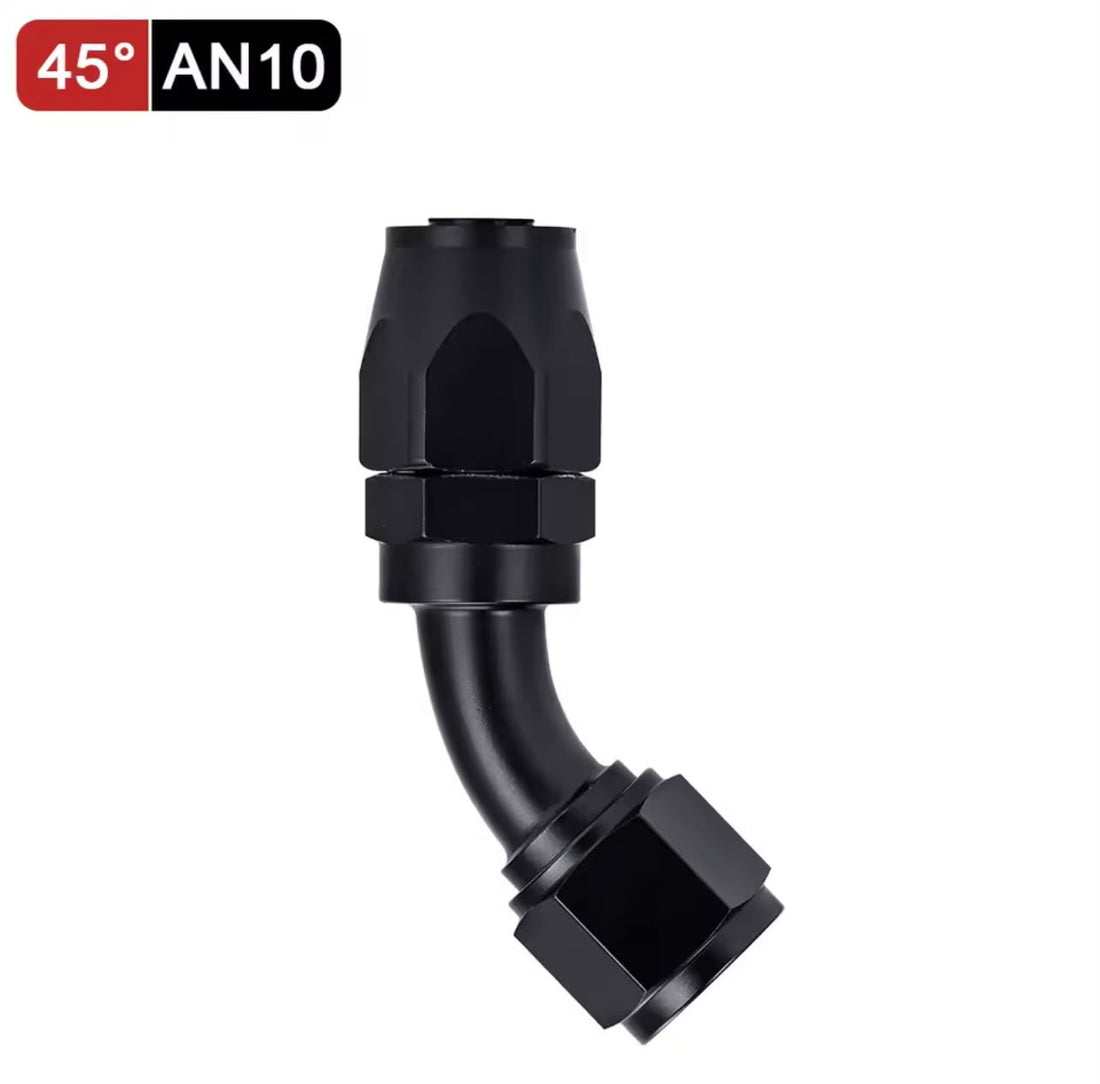 Fitting AN 10  -  45 Grados, Aluminio anodizado negro- para manguera CPE