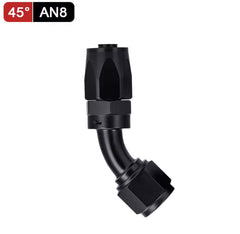 Fitting AN 8  -  45 Grados, Aluminio anodizado negro- para manguera CPE