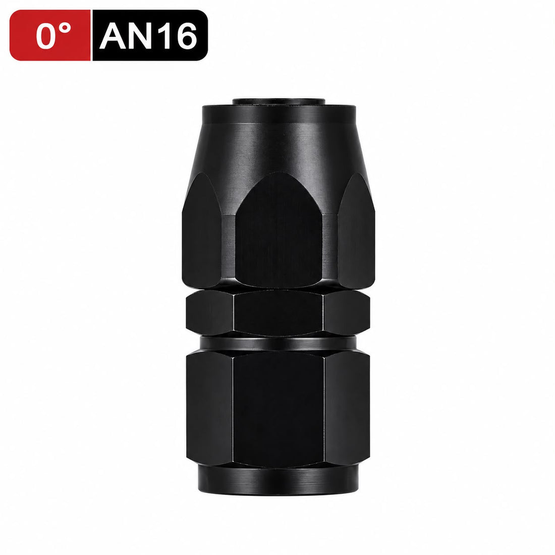 Fitting AN 16  -  0 Grados, Aluminio anodizado negro- para manguera CPE
