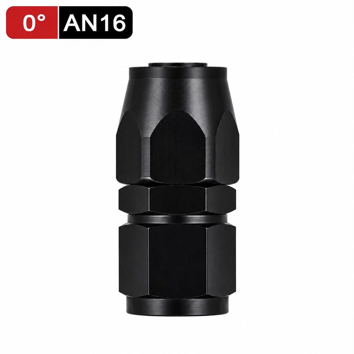 Fitting AN 16  -  0 Grados, Aluminio anodizado negro- para manguera CPE