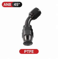 Fitting AN8 – 45 Grados Aluminio anodizado negro- para manguera PTFE