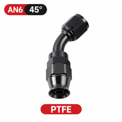 Fitting AN6 – 45 Grados Aluminio anodizado negro- para manguera PTFE