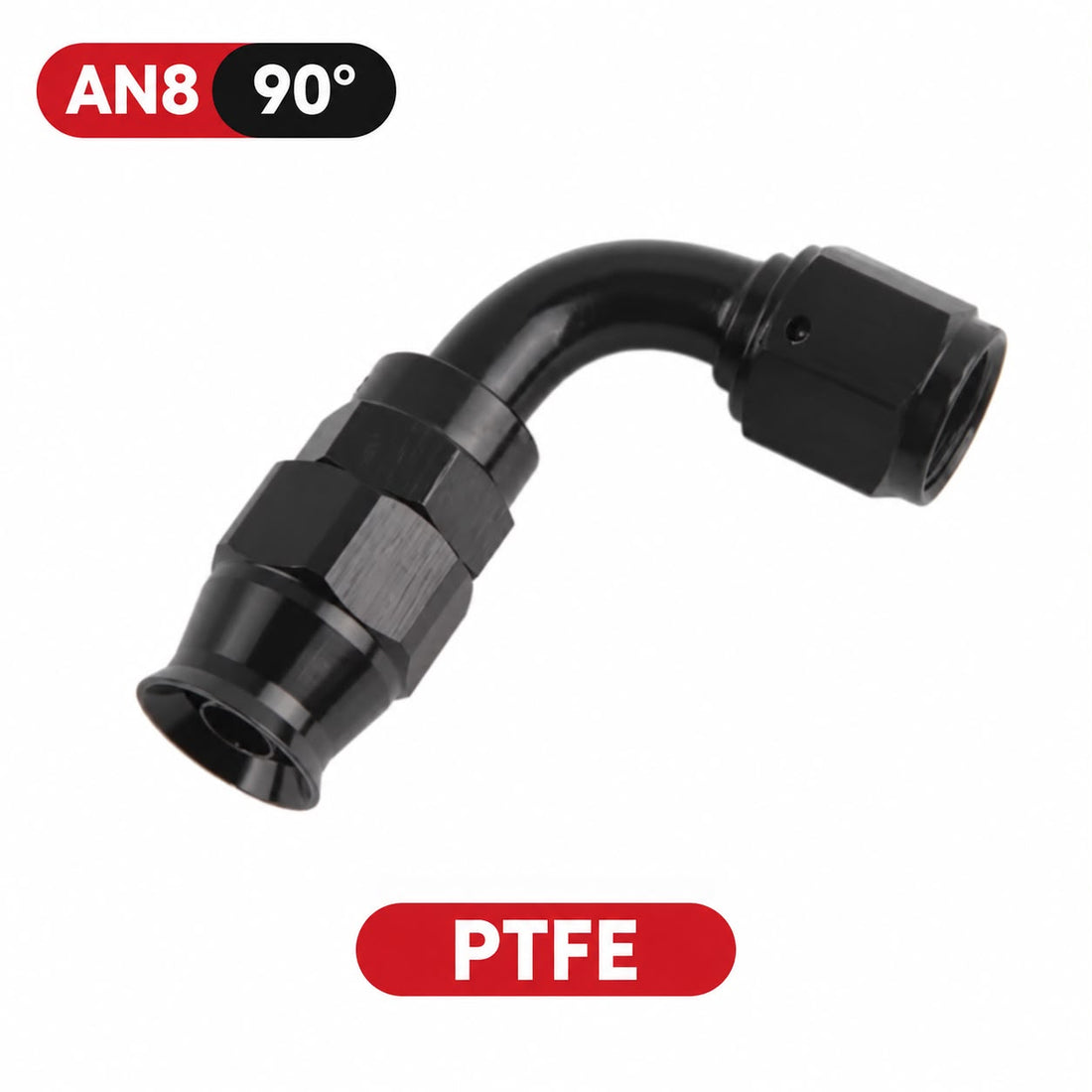 Fitting AN8 – 90 Grados Aluminio anodizado negro- para manguera PTFE