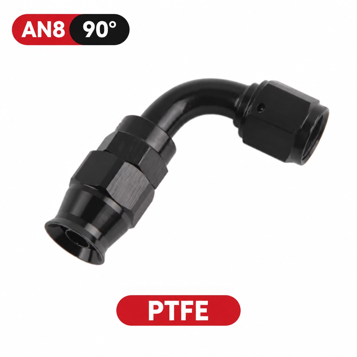 Fitting AN8 – 90 Grados Aluminio anodizado negro- para manguera PTFE
