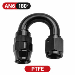 Fitting AN6 – 180 Grados Aluminio anodizado negro- para manguera PTFE
