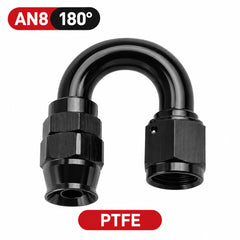 Fitting AN8 – 180 Grados Aluminio anodizado negro- para manguera PTFE