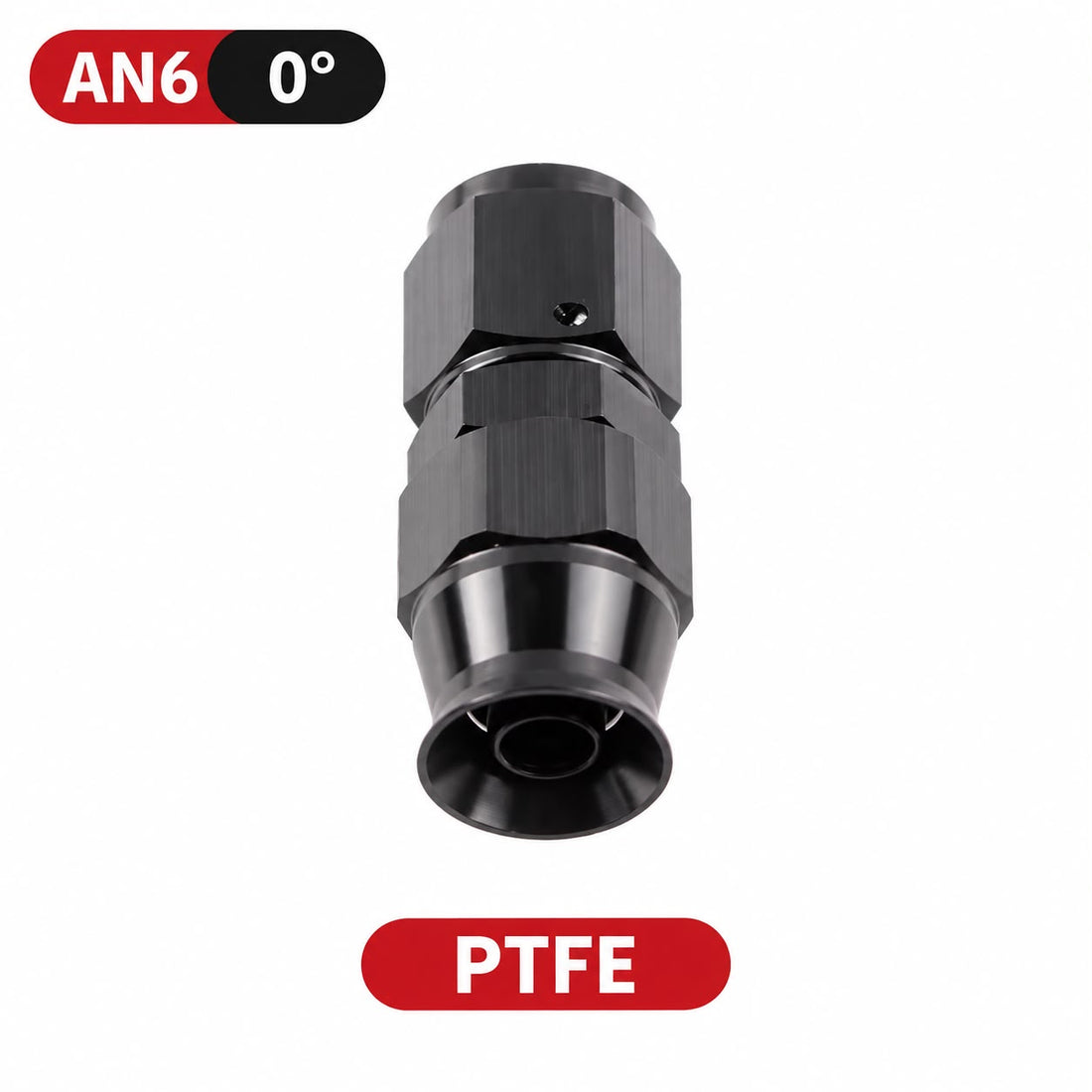 Fitting AN6 – 00 Grados Aluminio anodizado negro- para manguera PTFE