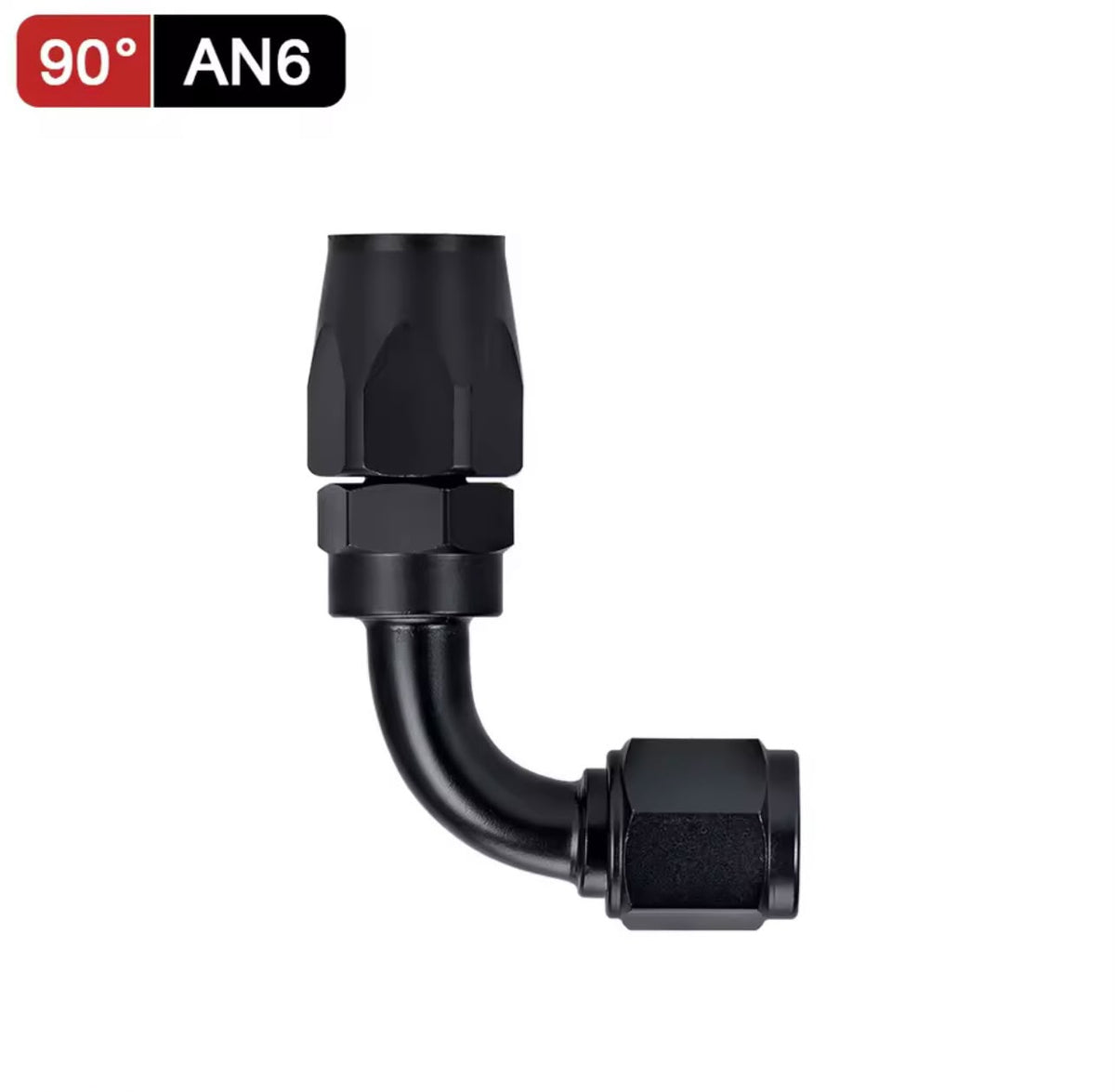 Fitting AN6  -  90 Grados, Aluminio anodizado negro- para manguera CPE