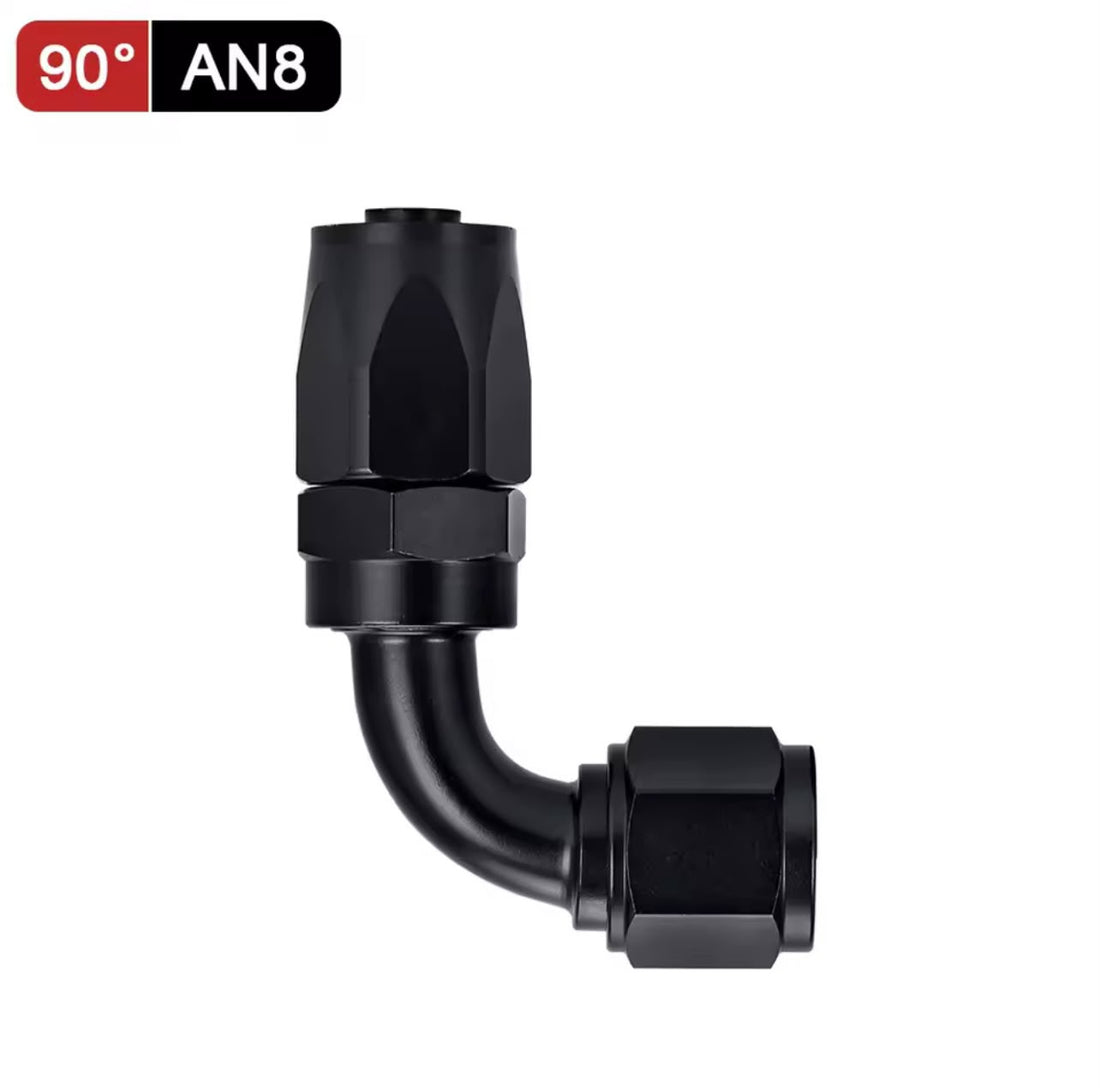 Fitting AN8  -  90 Grados, Aluminio anodizado negro- para manguera CPE