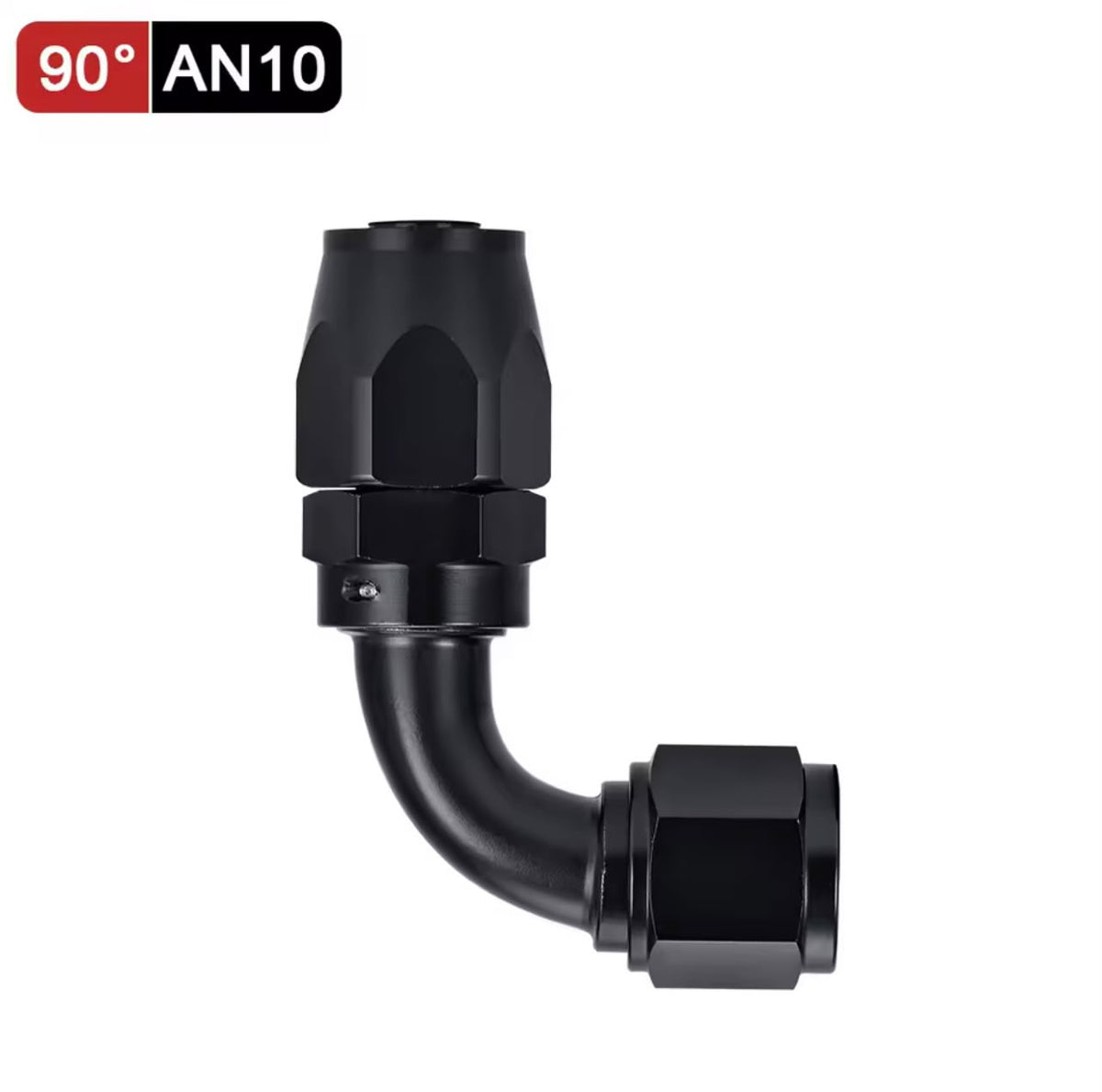 Fitting AN10  -  90 Grados, Aluminio anodizado negro- para manguera CPE