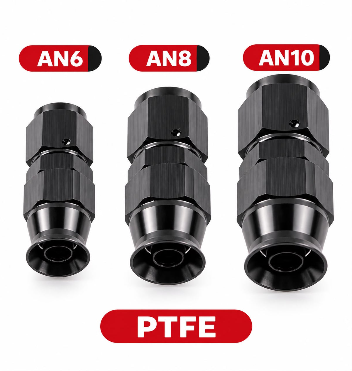Fittings AN 6-8-10 - 0 grados para Manguera PTFE