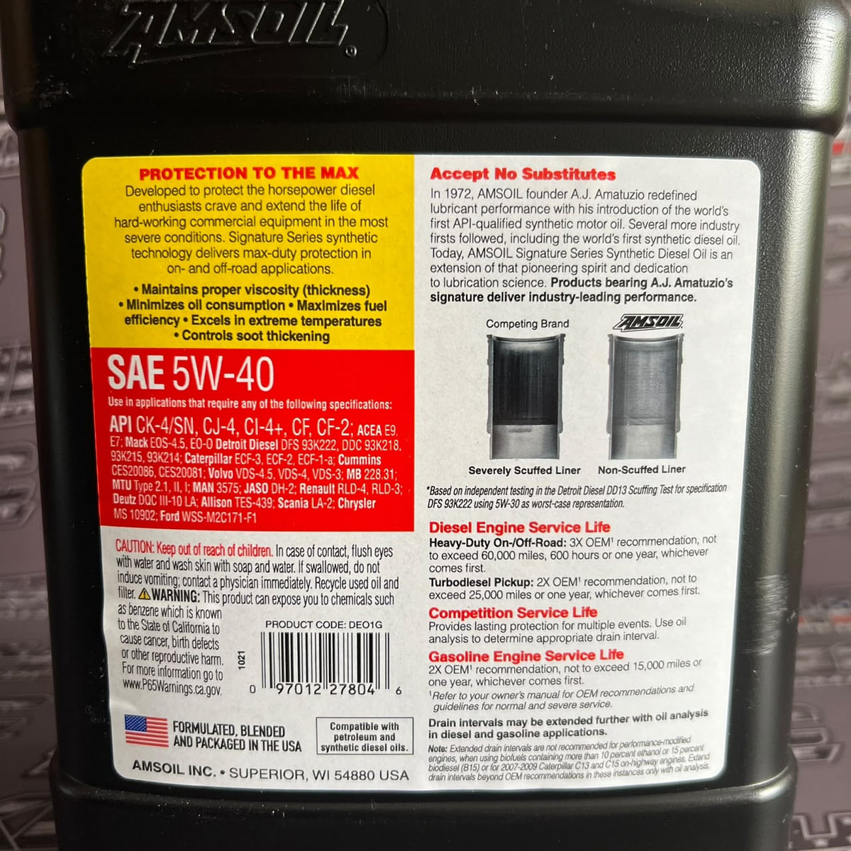 Aceite de Motor Amsoil Signature Series Diesel 5W-40 Sintético 100% 3,78 L