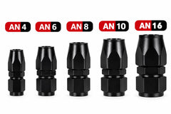 Fitting AN 4-6-8-10-16  -  0 Grados, Aluminio anodizado negro- para manguera CPE